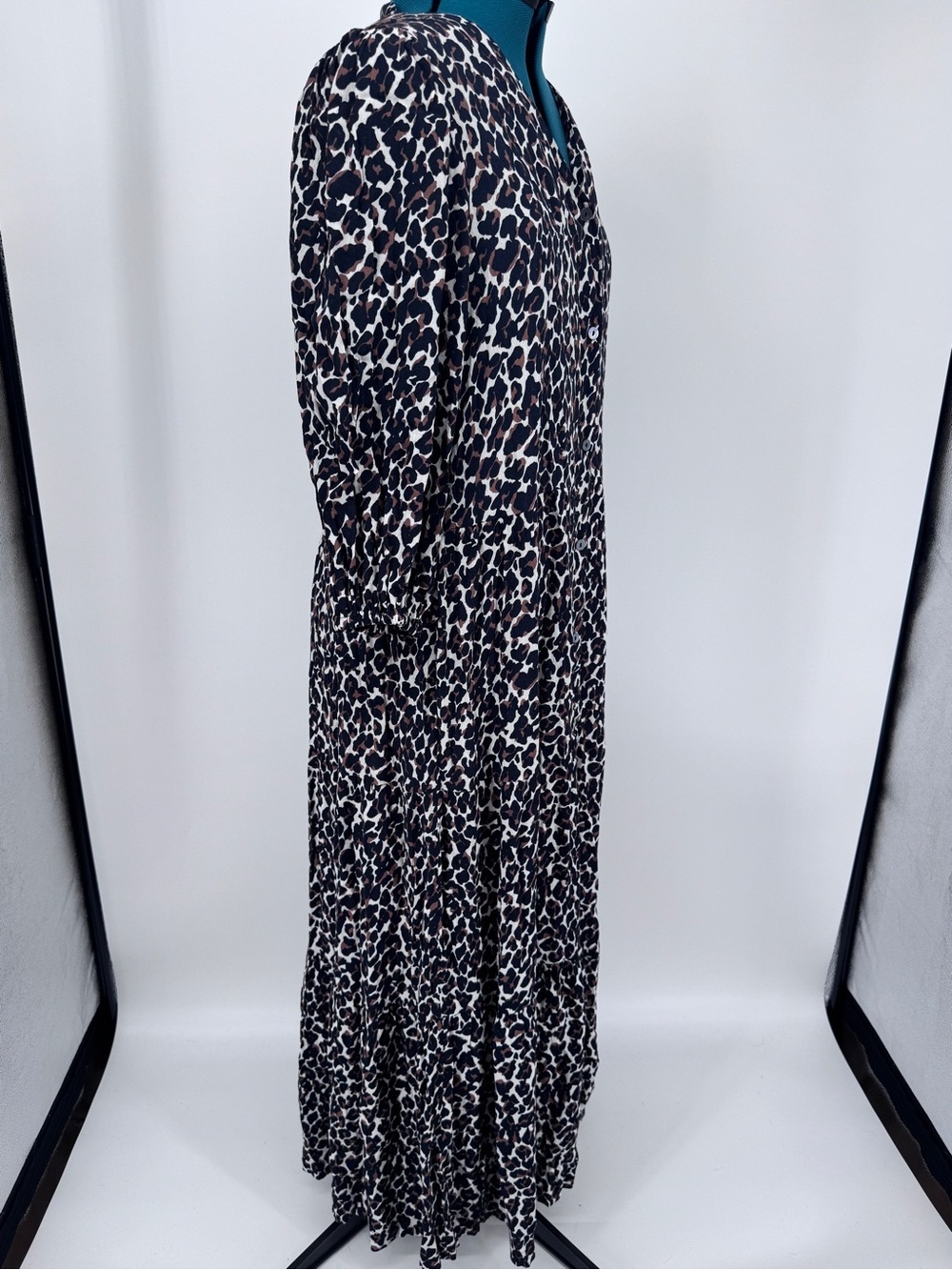 Rebecca Minkoff Black, Brown & Cream Leopard-Print Midi Dress S Small - Picture 7 of 9